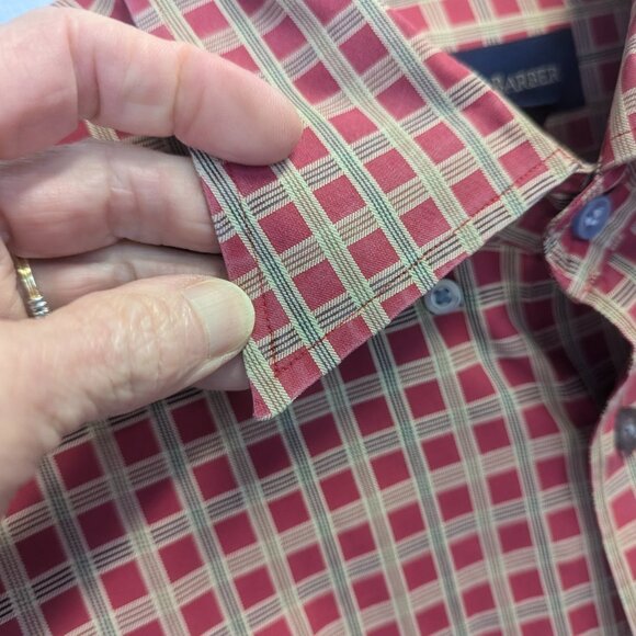 Scott Barber Size Large Red and Gold Checkered Button Down 100% Cotton - Picture 4 of 16